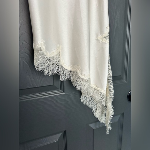 Zara ZW Collection Asymmetric Lace Satin Dress Ivory Size Small NWT - Picture 3 of 7